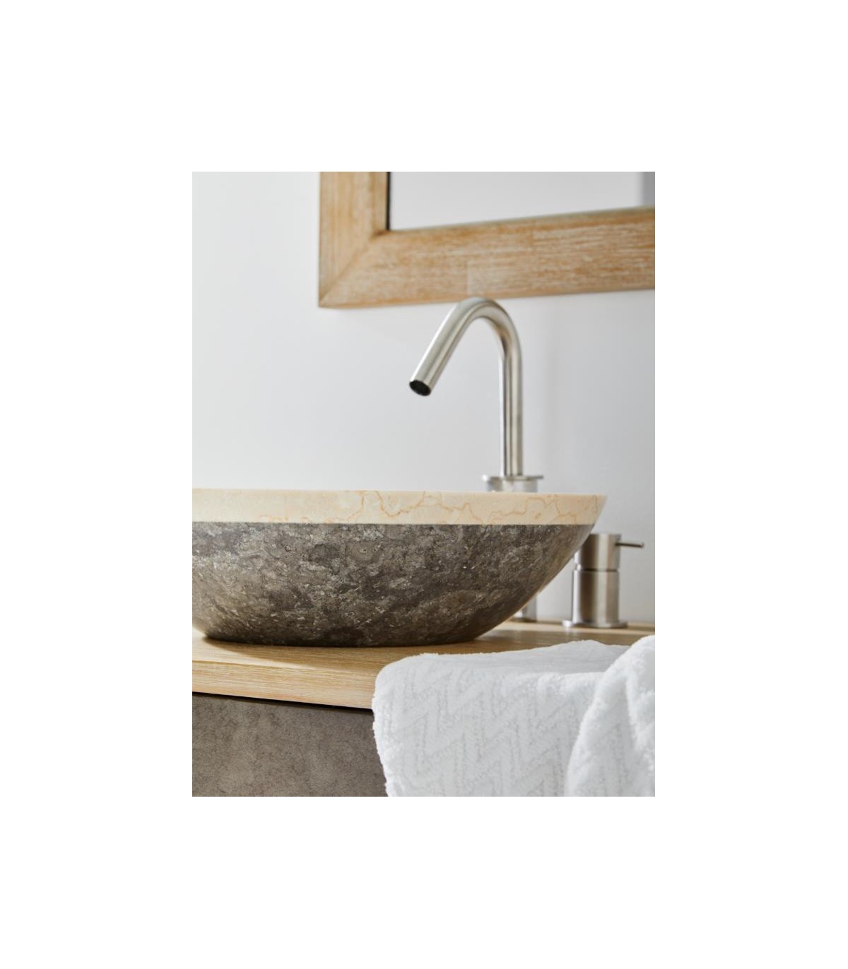  Lavabo de baño de piedra natural - mármol Isidro - Lavabo sobre  encimera : Herramientas y Mejoras del Hogar